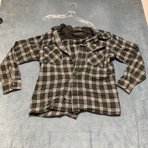 Bay Area Traders Flannel Shirt Mens Black Beige Plaid Long Sleeve Button Up